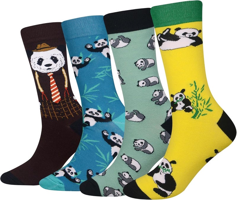 Cansok Men's 2/4 Packs Fun Crazy Novelty Dress Crew Socks - Image 1